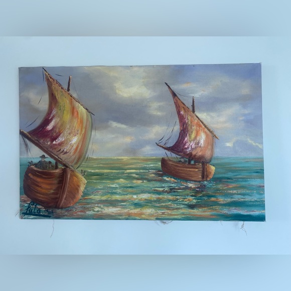 VINTAGE Fula oil painting! 1969 - Picture 2 of 8